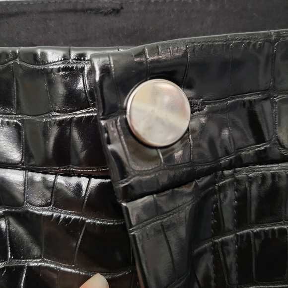Rotate Birger Christensen Black Croc Embossed Straight Leg Rotie Pants NWT - Picture 5 of 14